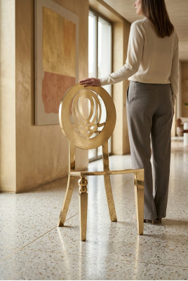 Stuhl 1x Ess Zimmer Stühle Sessel Edelstahl Design Möbel Metall Stahl