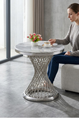 Runder Beistelltisch Couchtisch Edelstahl Luxus Möbel Wohnzimmer Runde