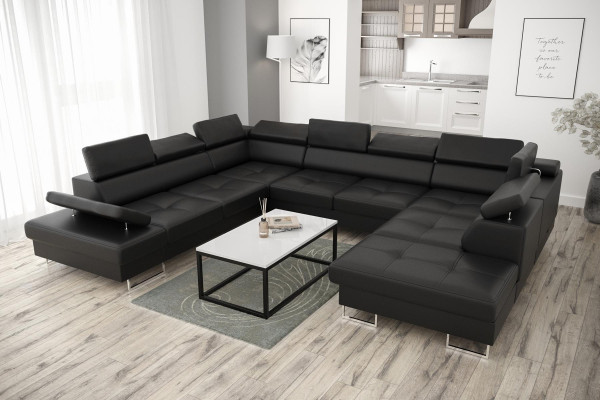 Wohnlandschaften Ecksofa Couch Textil Leder Polster Sitz Ecke Sofa U Form Sofas