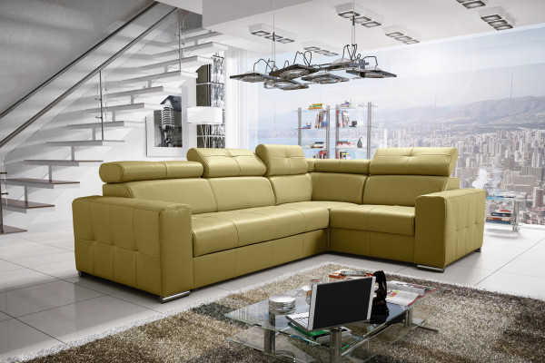 Ecksofa Couch Polsterung Wohnzimmer Leder L-Form Neu Modern Schwarz Design Sofas