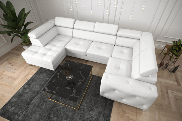 Wohnlandschaft Sofa Couch Polster Ecke Textil Kunstleder Edle Ecksofa U-Form
