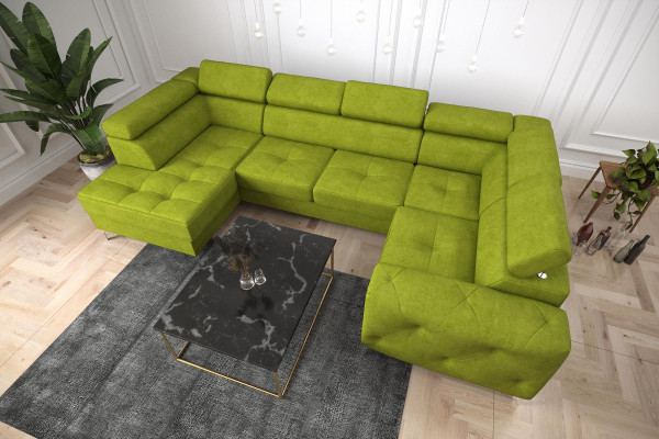 Wohnlandschaft Sofa Couch Polster Ecke Textil Kunstleder Edle Ecksofa U-Form