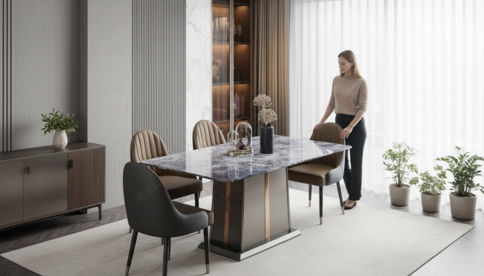 Marmor Stil Küche Moderner Esstisch Tisch Tische Esszimmer Luxus Möbel Design