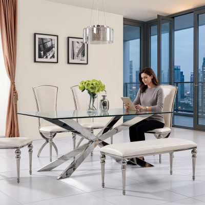 Luxus Tisch Design Esszimmer 180x90cm Esstische Glas Möbel Design Tische Neu