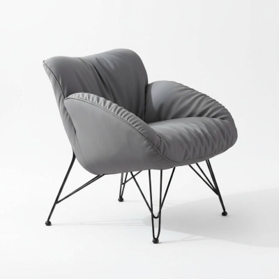 Sessel Weich Wohnzimmer Fernseh Sofa Couch Sessel Stuhl Samt Grau