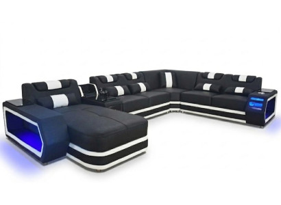Wohnlandschaft Couch Textil Leder Sofas Polster Eckcouch Design Ecksofa U-form