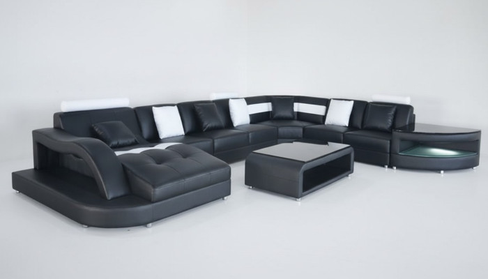 Ecksofa U-Form Wohnlandschaft Sofa Couch Polster Ecke Stoff Sofas Möbel Leder