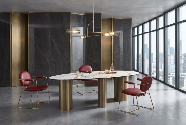 Esszimmer Möbel Edelstahl Oval Esstisch Tisch Design Tische Luxus Möbel Rund Neu