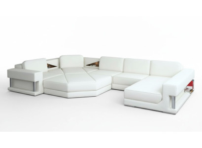 Wohnlandschaft Design Ecksofa Leder Ecke UForm Sofa Couch Polster Garnitur Neu