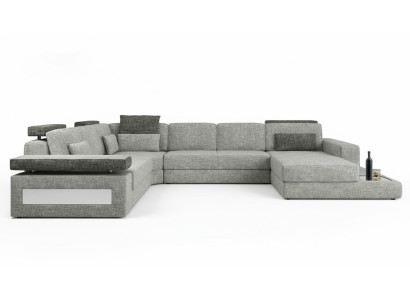 Wohnlandschaft Couch Eck U Form Sofa Eckcouch Ecksofa XXL Stoff Polster