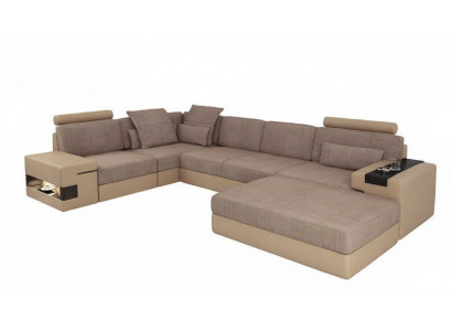 Moderne Sofa Ecke Set L-Form gepolsterte Sitze Couch Wohnlandschaft Hocker Möbel