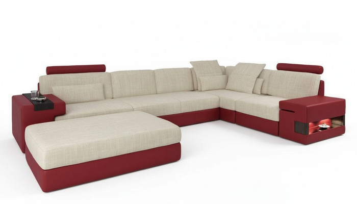 Wohnlandschaft U Form Eck Sofa Polster Couch Ecke Leder Sofa Couchen Möbel Neu