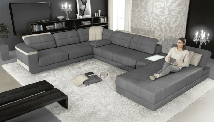 Wohnlandschaft Ecksofa Leder Eck Sofas Neu U Form Sofa Couch Polster Couchen Neu