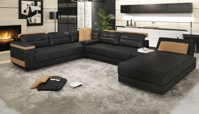 Modern Sofas Wohnlandschaft Ecksofa Stoff U-Form Couch Design Polster Textil Eck