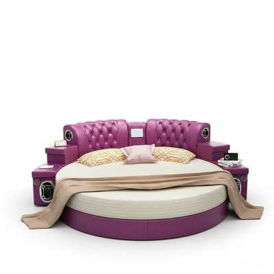 Rundes Kingsize Bett Rund Betten Multifunktion Hotel Polster Led Regal