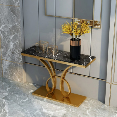 Moderner Konsolentisch Designer Gold Handgemacht Edelstahl 120x40cm