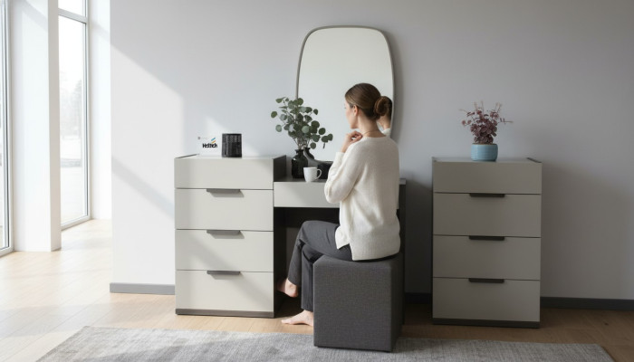 Schminktisch mit Spiegel Make Up Schlafzimmer Design Möbel Holz 2tlg. Neu