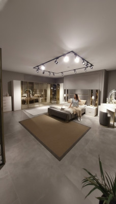 Luxus Schlafzimmer Set Bett + 2x Nachttische Kommode Kleiderschrank Holz Neu