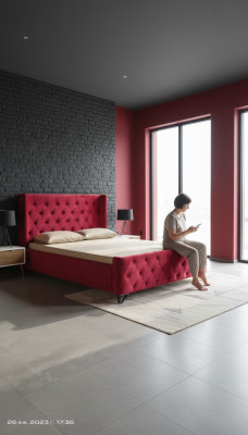 Schlafzimmer Chesterfield Bett Designer Betten Polster Luxus Hotel Rot Neu
