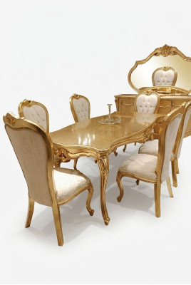 Design Esszimmer Komplett Esstisch + 6x Stühle Klassisch Möbel Holztisch Neu