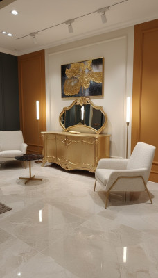 Luxus Sideboard Anrichte mit Spiegel Garnitur Kommode Holz Kommoden Klassische