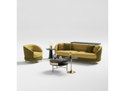 Design Couch Lounge Sofas Samt Sofagarnitur 3+1 Sitzer Sofa Wohnlandschaft gelb