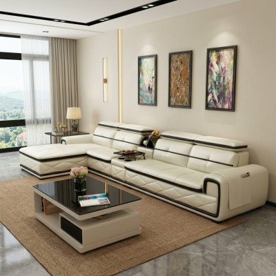 Luxus Ledersofa Ecksofa L-form Polster Modern Relax Sitz Möbel Wohnlandschaft