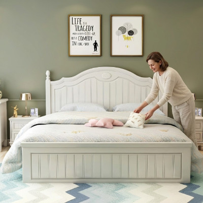 Bett Landhaus Stil Betten Doppel Holz Luxus Design Möbel Schlafzimmer Holzbett