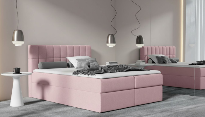 Bett Rosa Stoff Boxspringbett Textil Design Doppel Hotel Modern mit Bettkasten
