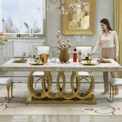 Luxus Esstisch Esszimmer Tisch Metall Gold Tische Esstische Möbel Einrichtung
