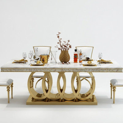 Luxus Esstisch Esszimmer Tisch Metall Gold Tische Esstische Möbel Einrichtung