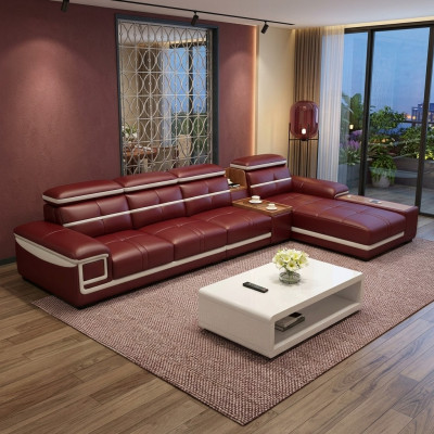 Luxus Ecksofa L-form Kunstleder Eck Polstersofa Sitz Design Couch Sofas Rot Neu