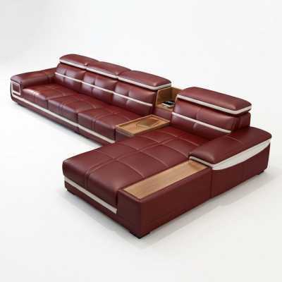 Luxus Ecksofa L-form Kunstleder Eck Polstersofa Sitz Design Couch Sofas Rot Neu