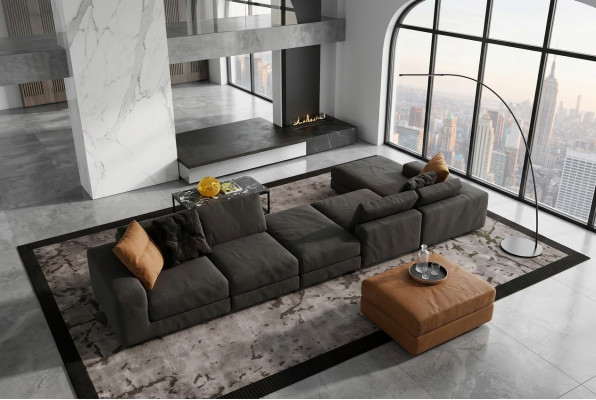 Luxus Ecksofa L-form Sofa Sofas Modern Wohnzimmer Textil Polster Design Eck Neu