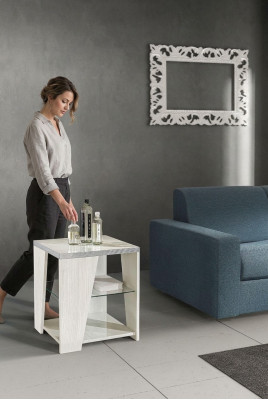 Beistelltisch Wohnzimmer Holz Modern Design Möbel Luxus Tisch Quadratisch Weiß
