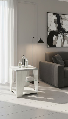 Beistelltisch Wohnzimmer Holz Modern Design Möbel Luxus Tisch Quadratisch Weiß