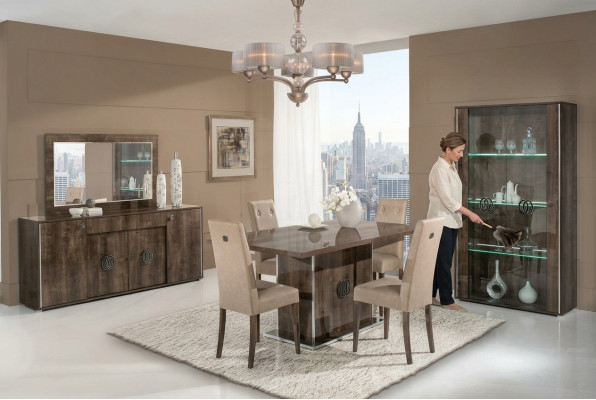 Esszimmer Esstisch Stuhl Kommode Spiegel Vitrine Gruppe Garnitur Holz Set 8tlg.