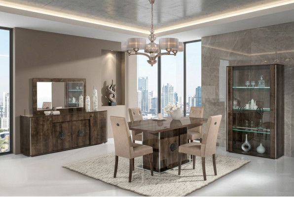 Esszimmer Esstisch Stuhl Kommode Spiegel Vitrine Gruppe Garnitur Holz Set 8tlg.