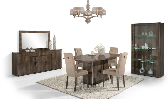 Esszimmer Esstisch Stuhl Kommode Spiegel Vitrine Gruppe Garnitur Holz Set 8tlg.