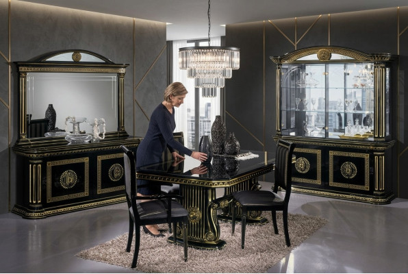 Esszimmer Esstisch Stuhl Kommode Vitrine Spiegel Luxus Möbel Tisch Neu Set 8tlg.