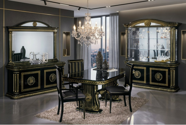 Esszimmer Esstisch Stuhl Kommode Vitrine Spiegel Luxus Möbel Tisch Neu Set 8tlg.