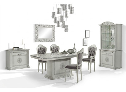 Esszimmer Esstisch Stuhl Kommode Vitrine Gruppe Garnitur Holz Weiß Set 7tlg sets