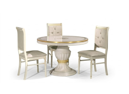 Esszimmer Esstisch Stuhl Runder Gruppe Garnitur Holz Tische Klassische Set 4tlg.