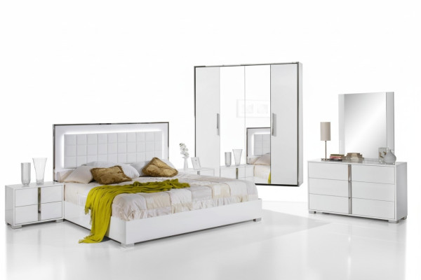 Schlafzimmer Bett Nachttisch Kleiderschrank Kommode Spiegel Doppel Neu Set 6tlg.