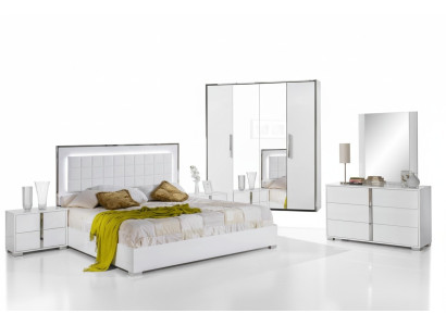Schlafzimmer Bett Nachttisch Kleiderschrank Kommode Spiegel Doppel Neu Set 6tlg.