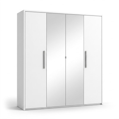 Kleiderschrank 4 Türen Kleider Schrank Designer Möbel Holz Schränke Weiß Spiegel