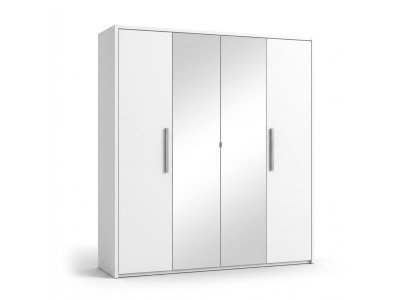 Kleiderschrank 4 Türen Kleider Schrank Designer Möbel Holz Schränke Weiß Spiegel