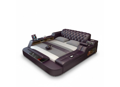 Design Bett XXL Big Betten Leder Hotel Polster 180x200 Multifunktion Regal