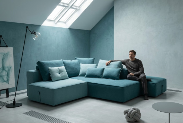 Designer Sofa Couch Ecke Hocker gepolstert Set Wohnraum L-Form Modern alfitalia
