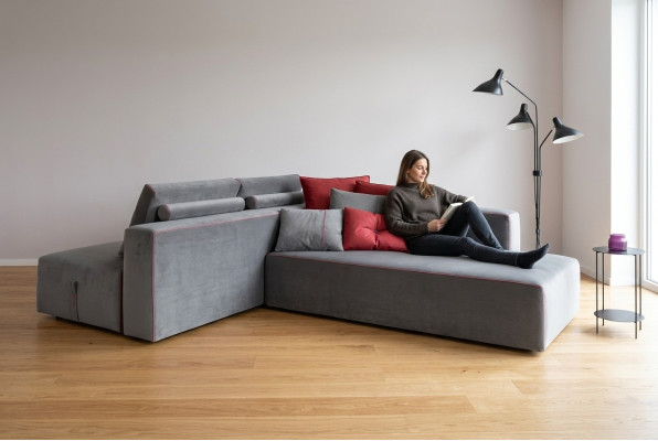 Sofa L-Form Textil Couch Ecke gepolstert Sitz Sofa Wohnzimmer modern alfitalia